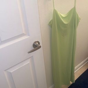 Neon green lime H&M slip dress size L NWT